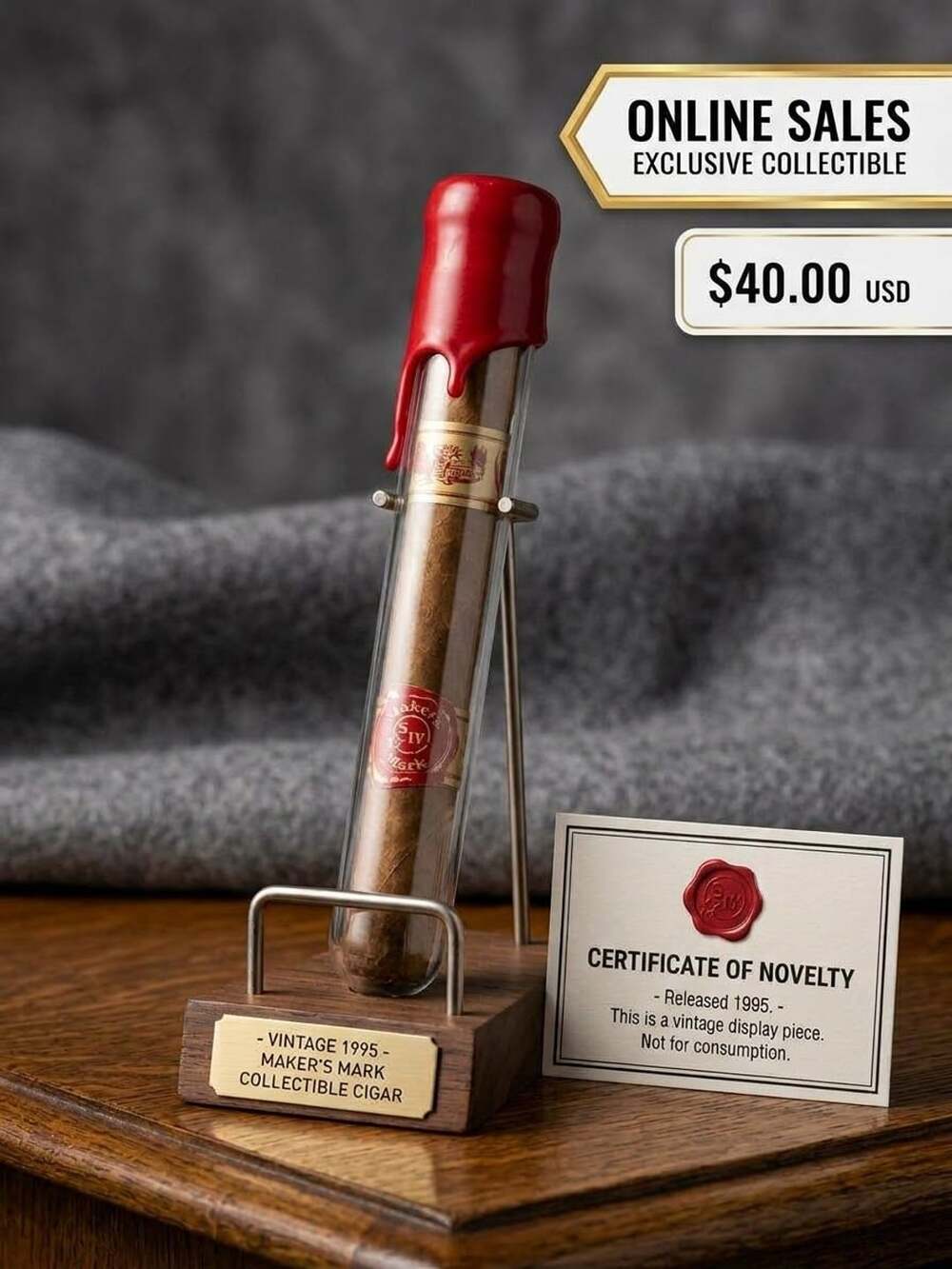 Maker's Mark Vintage 1995 Collectible Cigar Display Piece